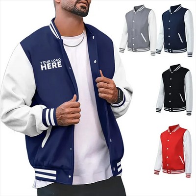 Classic Premium Wool and Leather Sleeve Men's Varsity Letterman Jacket